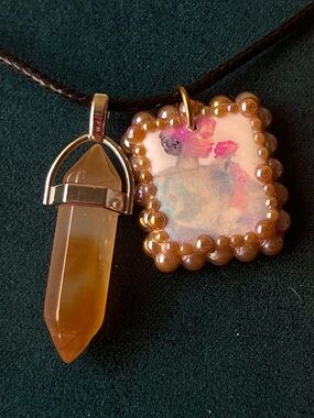 Bedazzled Iridescent Flower Princess Necklace | Polymer Clay Charm